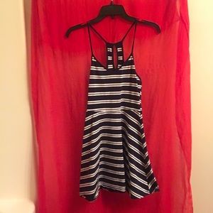 Navy blue and white striped dress